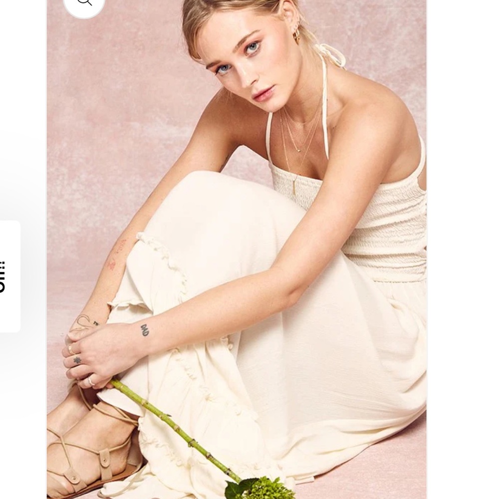 Cream Smocked Bust Strappy Back Tiered Maxi Dress - Picture 2 of 4